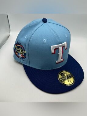 New Era Texas Rangers 2024 All Star Patch 59FIFTY Hat Lite Blue Men’s 7 1/8 NWT